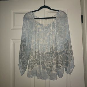 LOFT blue and white floral top